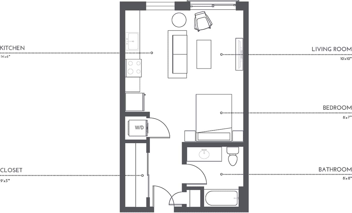 Floorplan diagram for S1, showing Studio