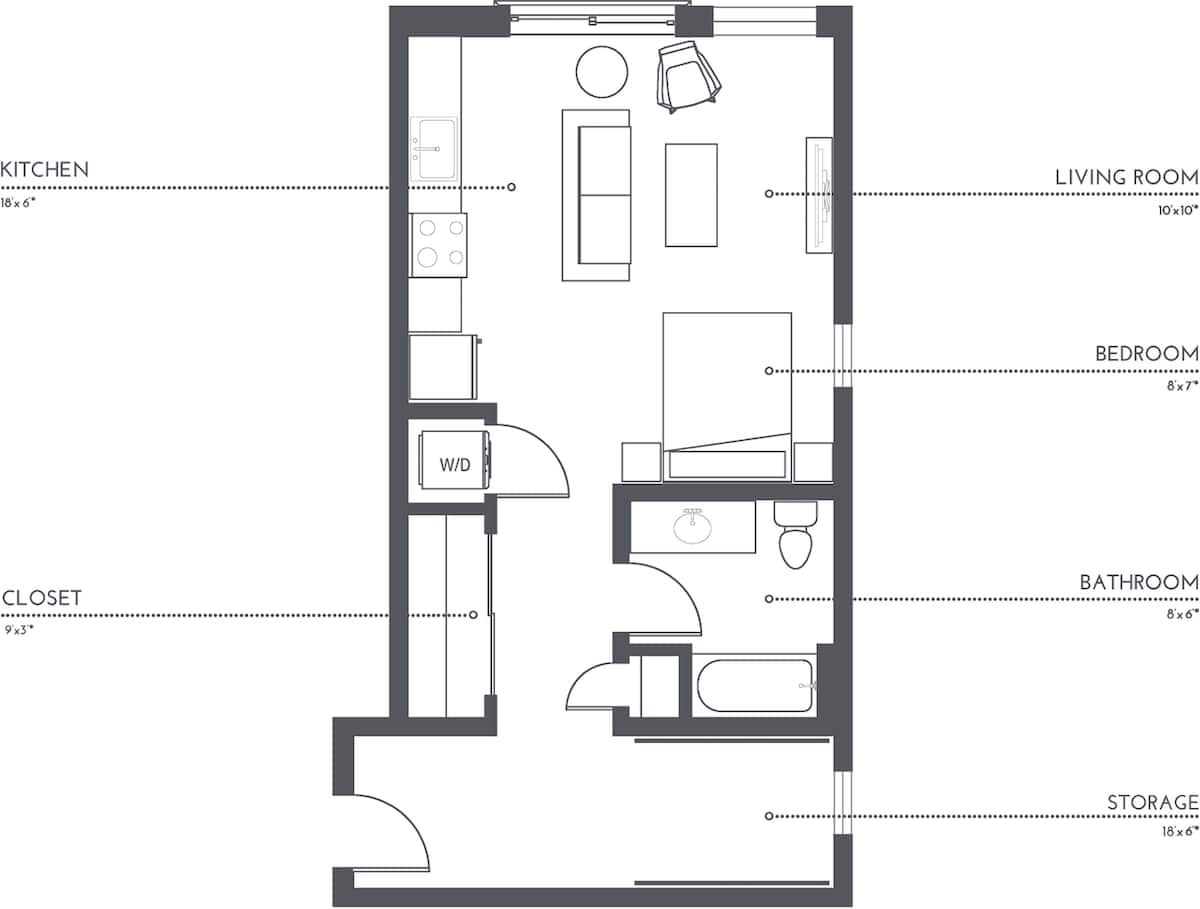 Floorplan diagram for S1.2, showing Studio