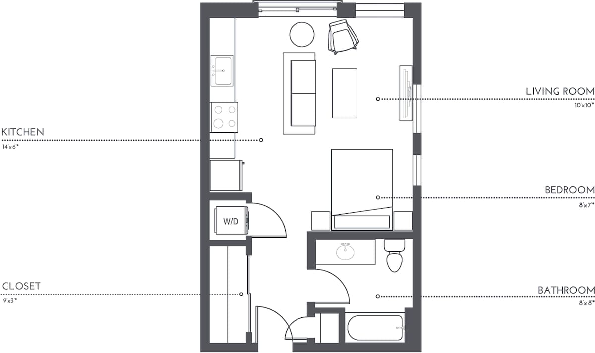 Floorplan diagram for S1.1, showing Studio