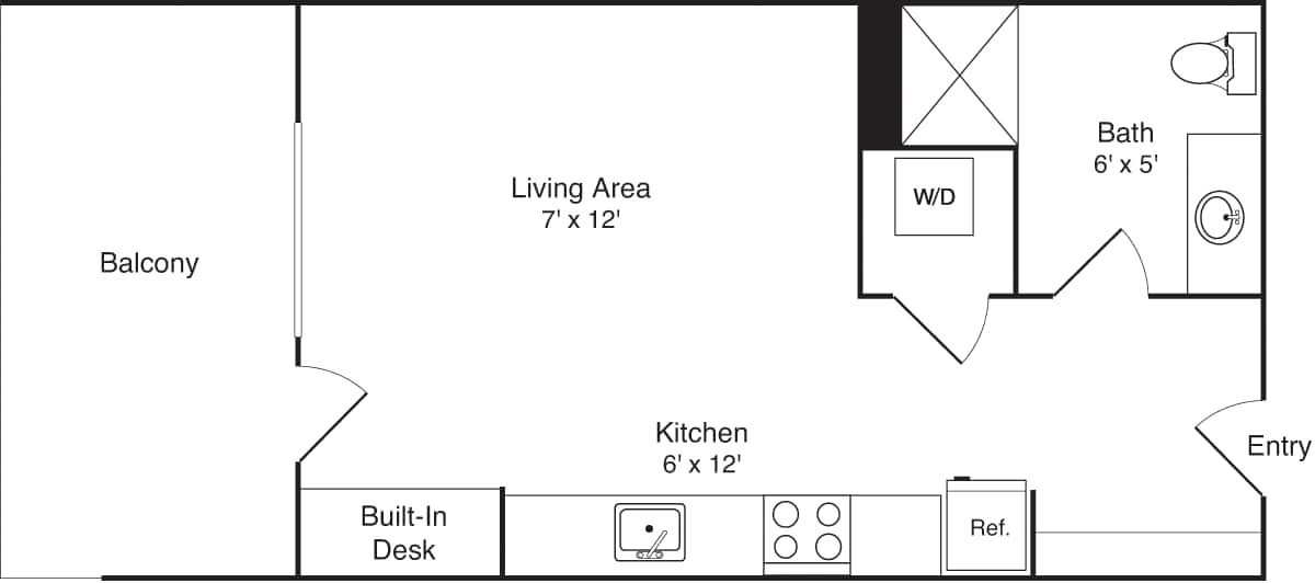 Floorplan diagram for M1, showing Studio