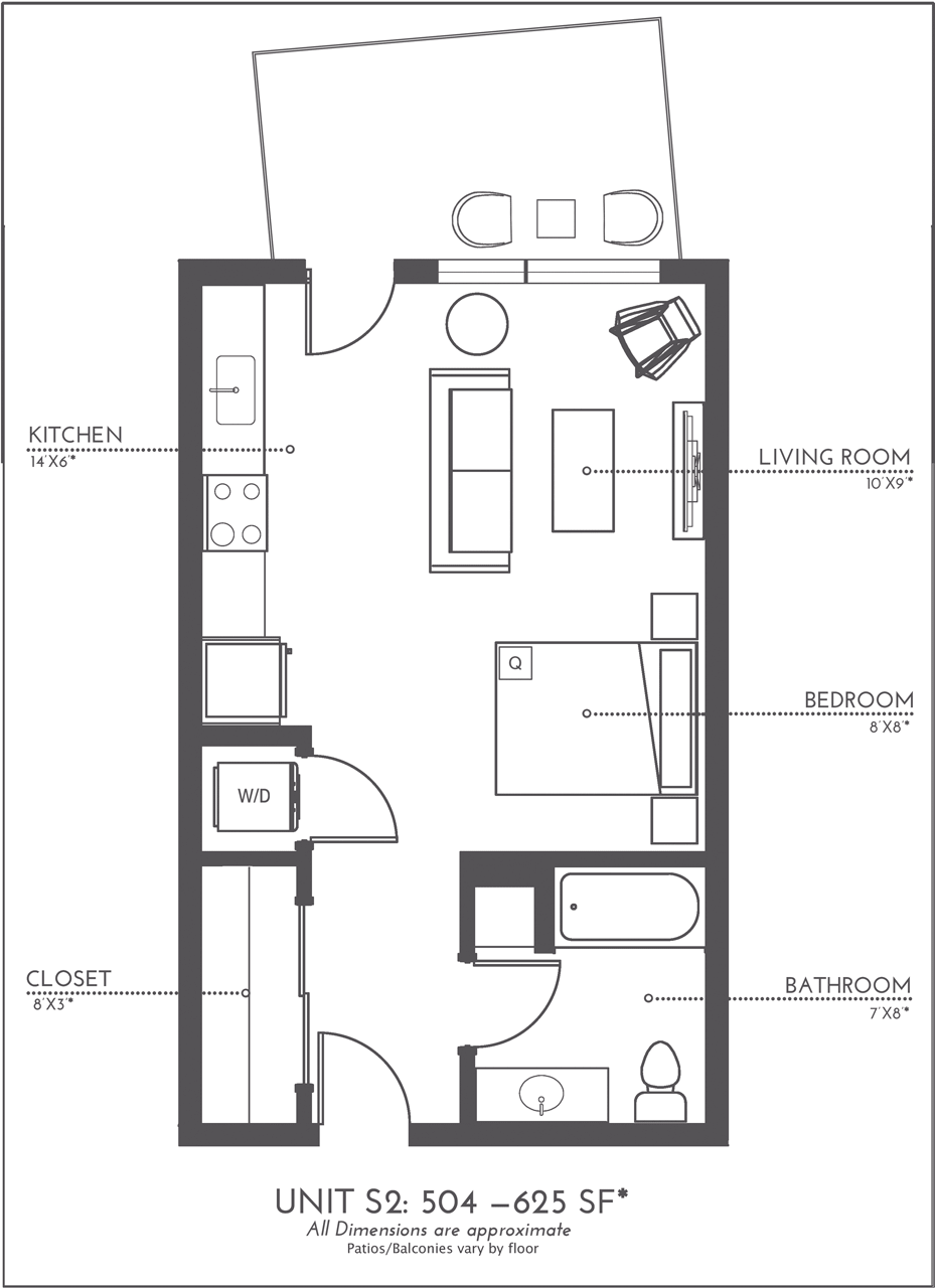 Floorplan diagram for S2, showing Studio