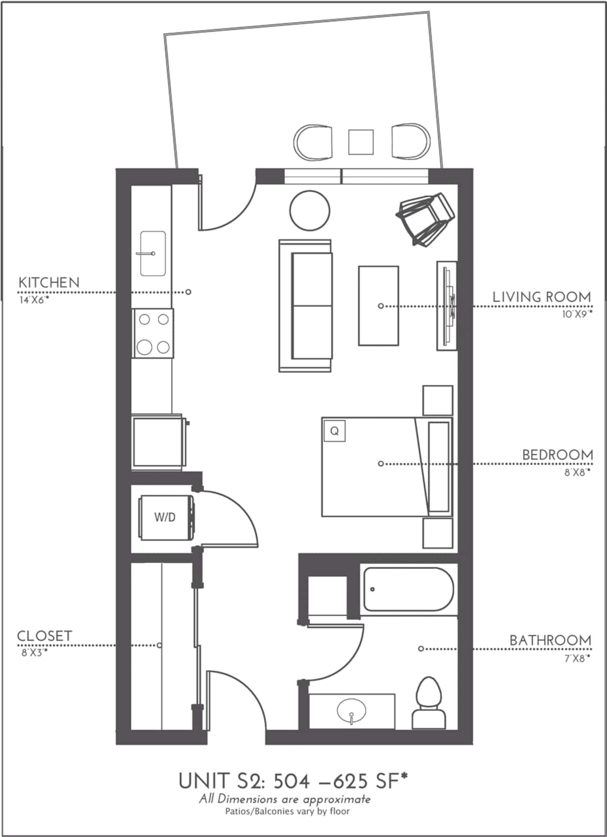 Floorplan diagram for S2, showing Studio