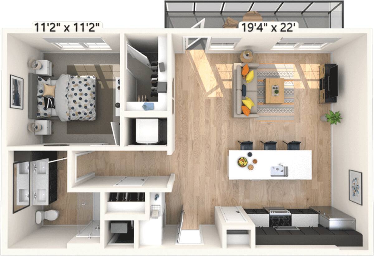Floorplan diagram for A4, showing 1 bedroom