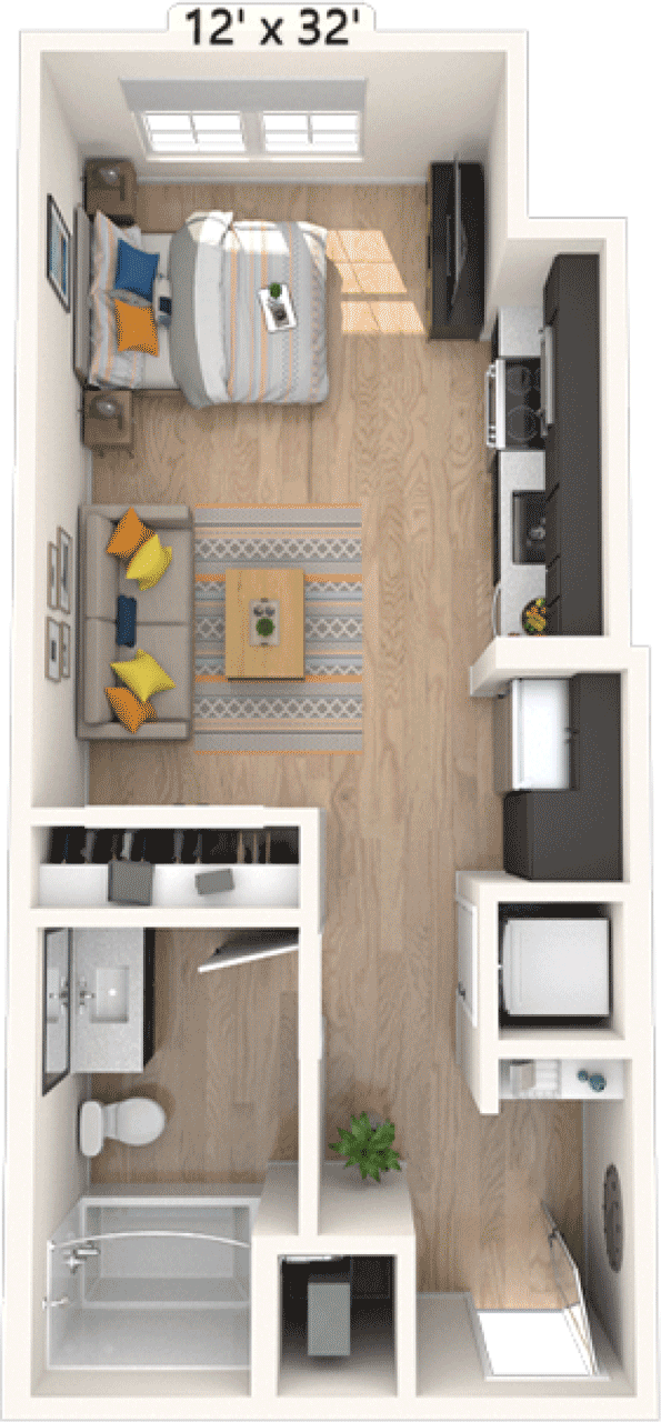 Floorplan diagram for M1, showing Studio