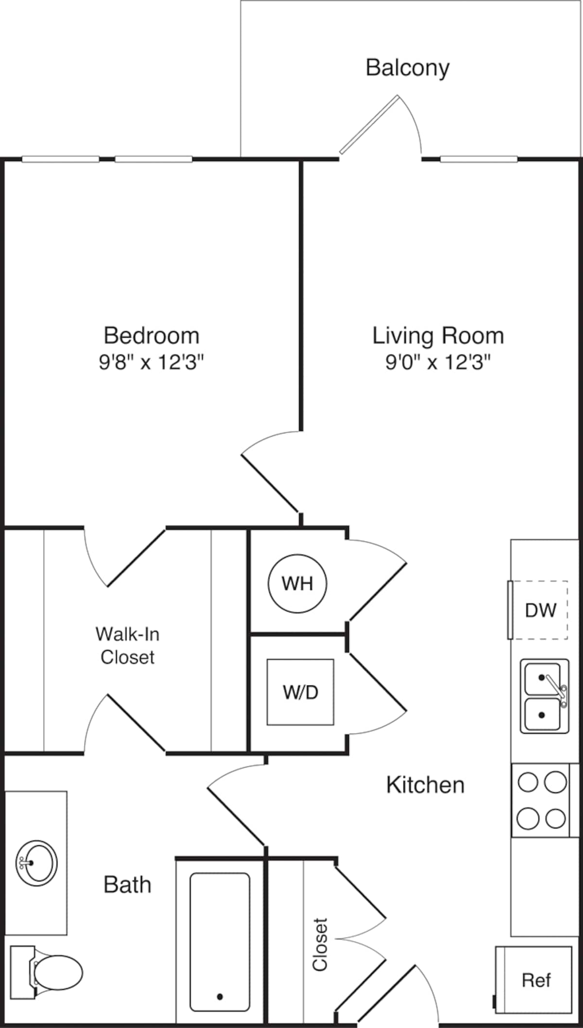 Floorplan diagram for A2, showing 1 bedroom