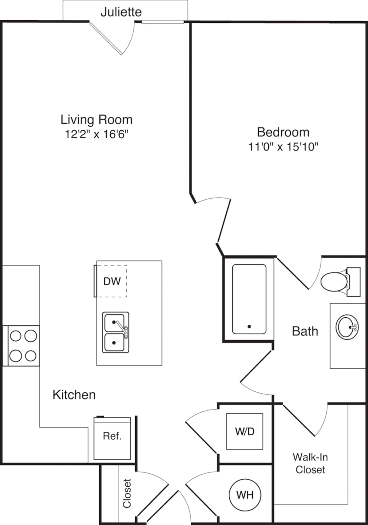Floorplan diagram for A8, showing 1 bedroom