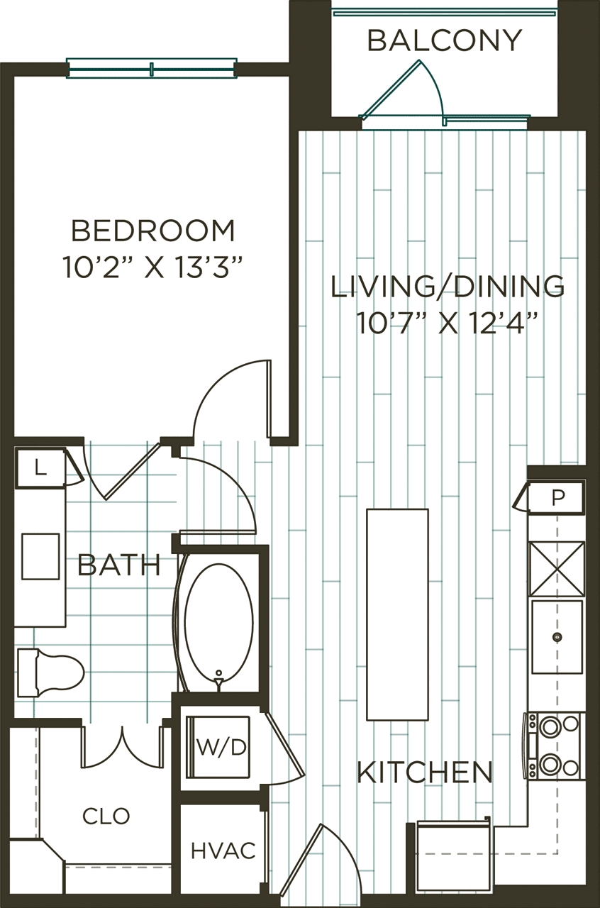 Floorplan diagram for A1, showing 1 bedroom