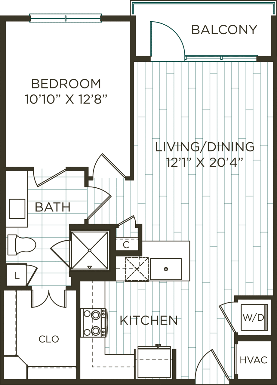 Floorplan diagram for A2, showing 1 bedroom