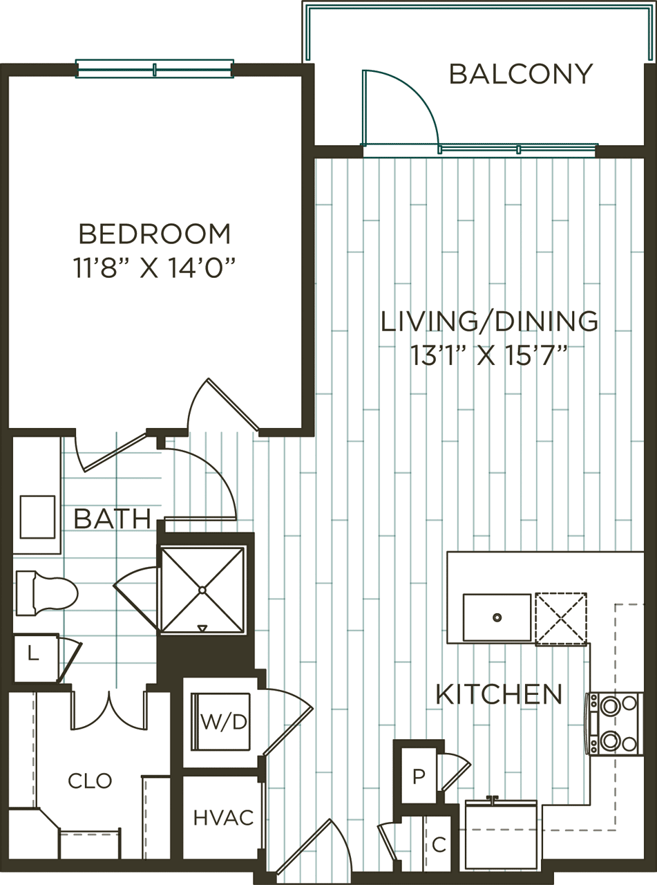 Floorplan diagram for A3, showing 1 bedroom