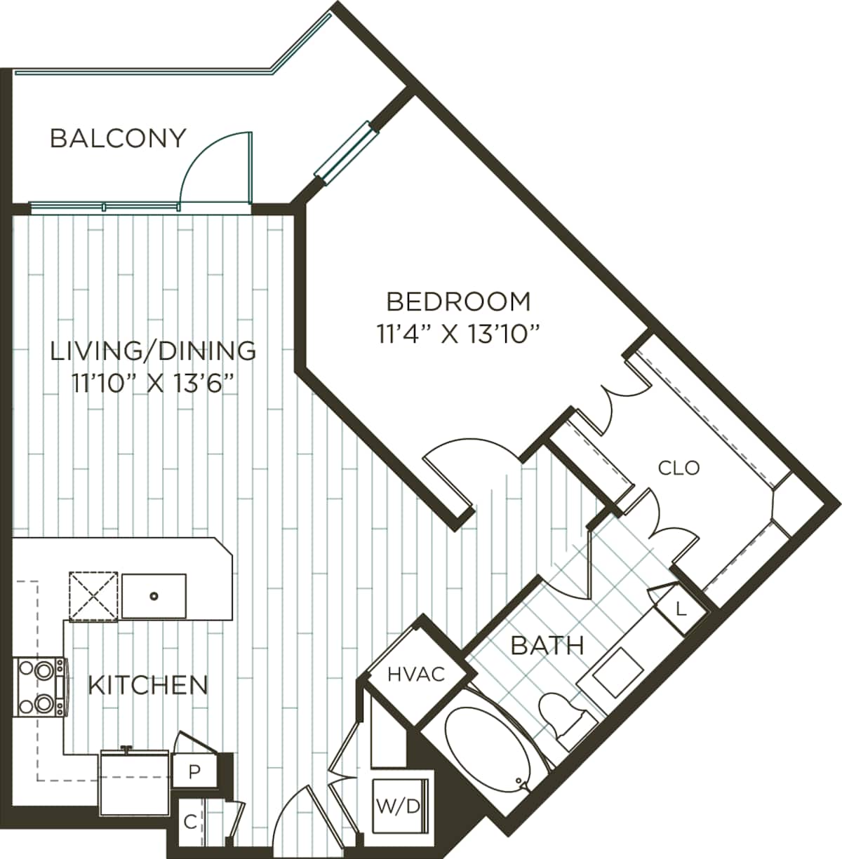 Floorplan diagram for A4, showing 1 bedroom