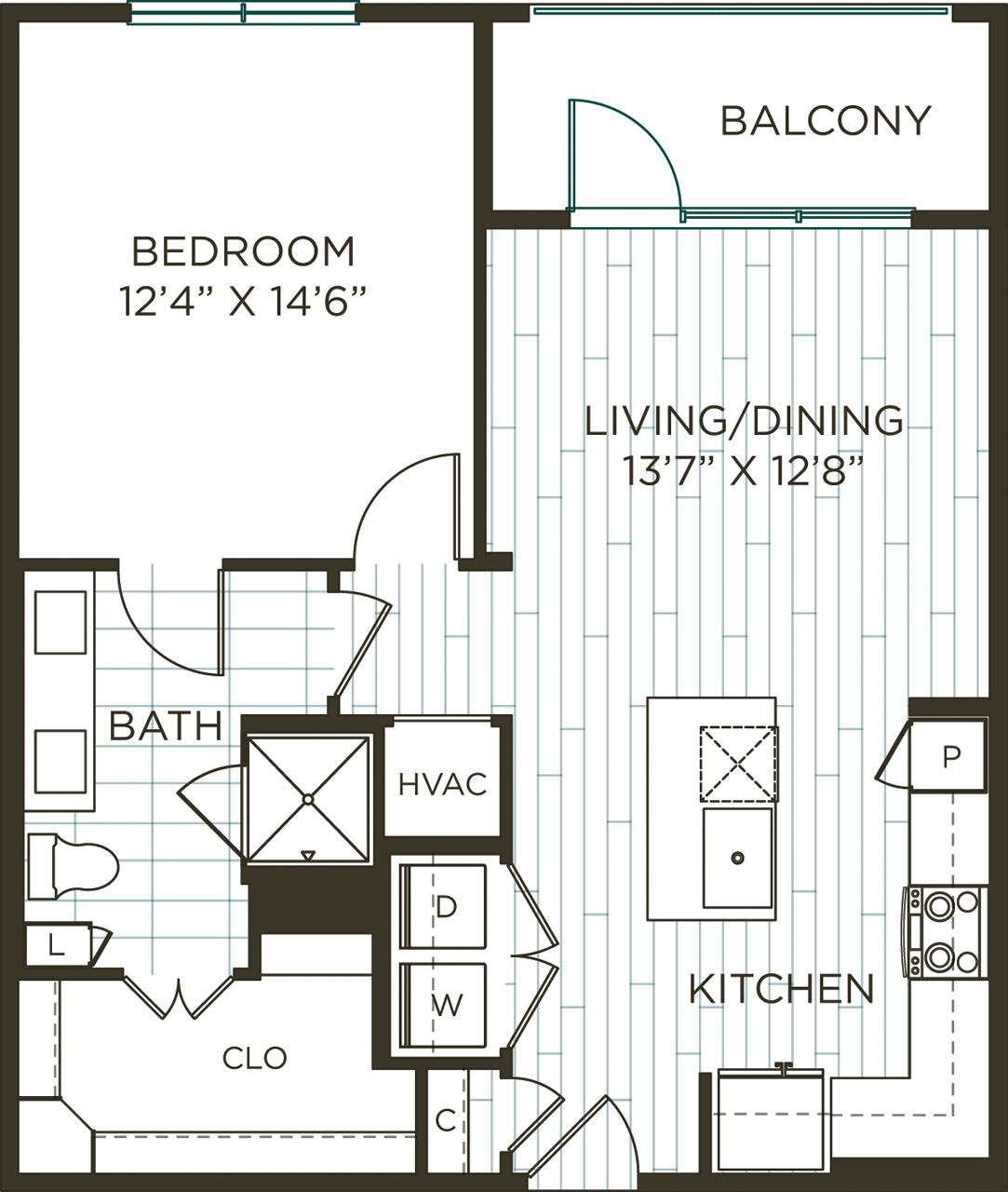 Floorplan diagram for A5, showing 1 bedroom
