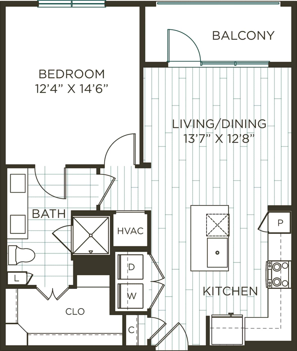 Floorplan diagram for A5, showing 1 bedroom