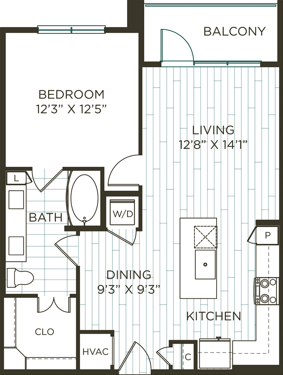 Floorplan diagram for A6, showing 1 bedroom
