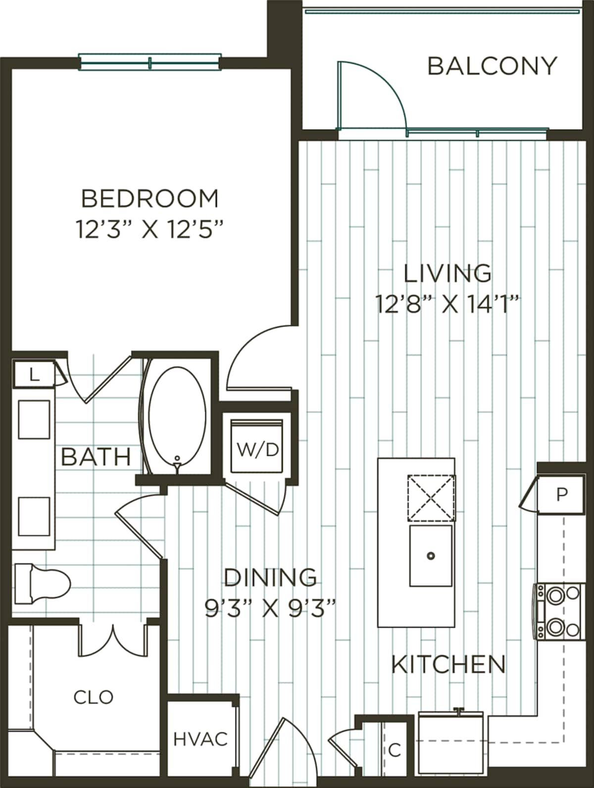 Floorplan diagram for A6, showing 1 bedroom