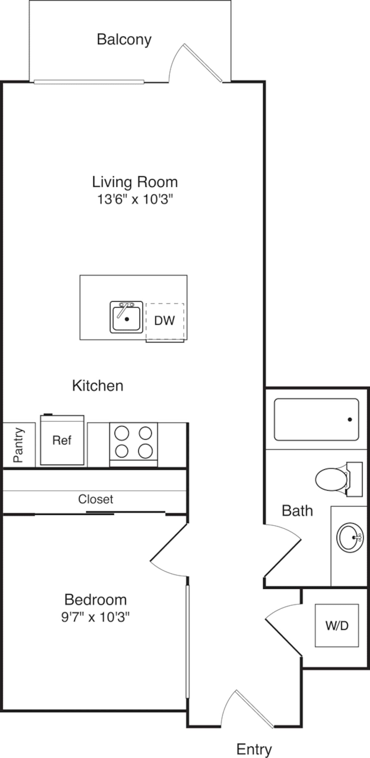 Floorplan diagram for A1, showing 1 bedroom