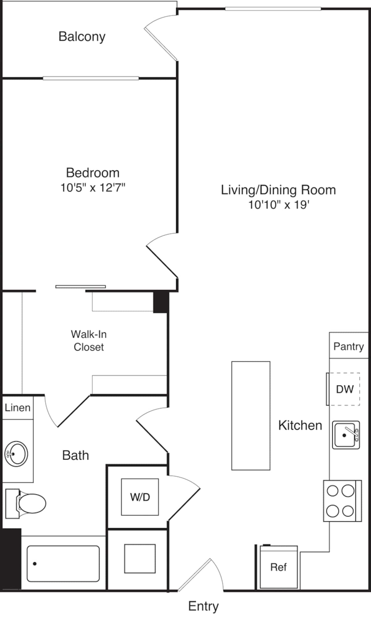 Floorplan diagram for A13, showing 1 bedroom