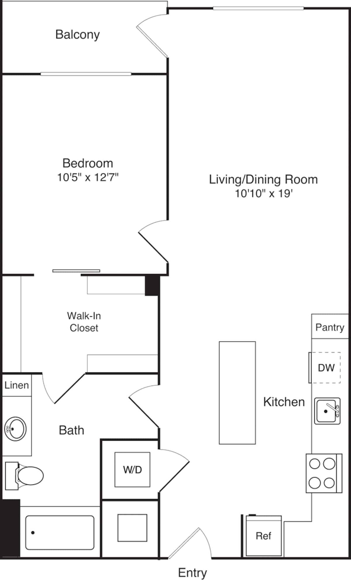 Floorplan diagram for A14, showing 1 bedroom