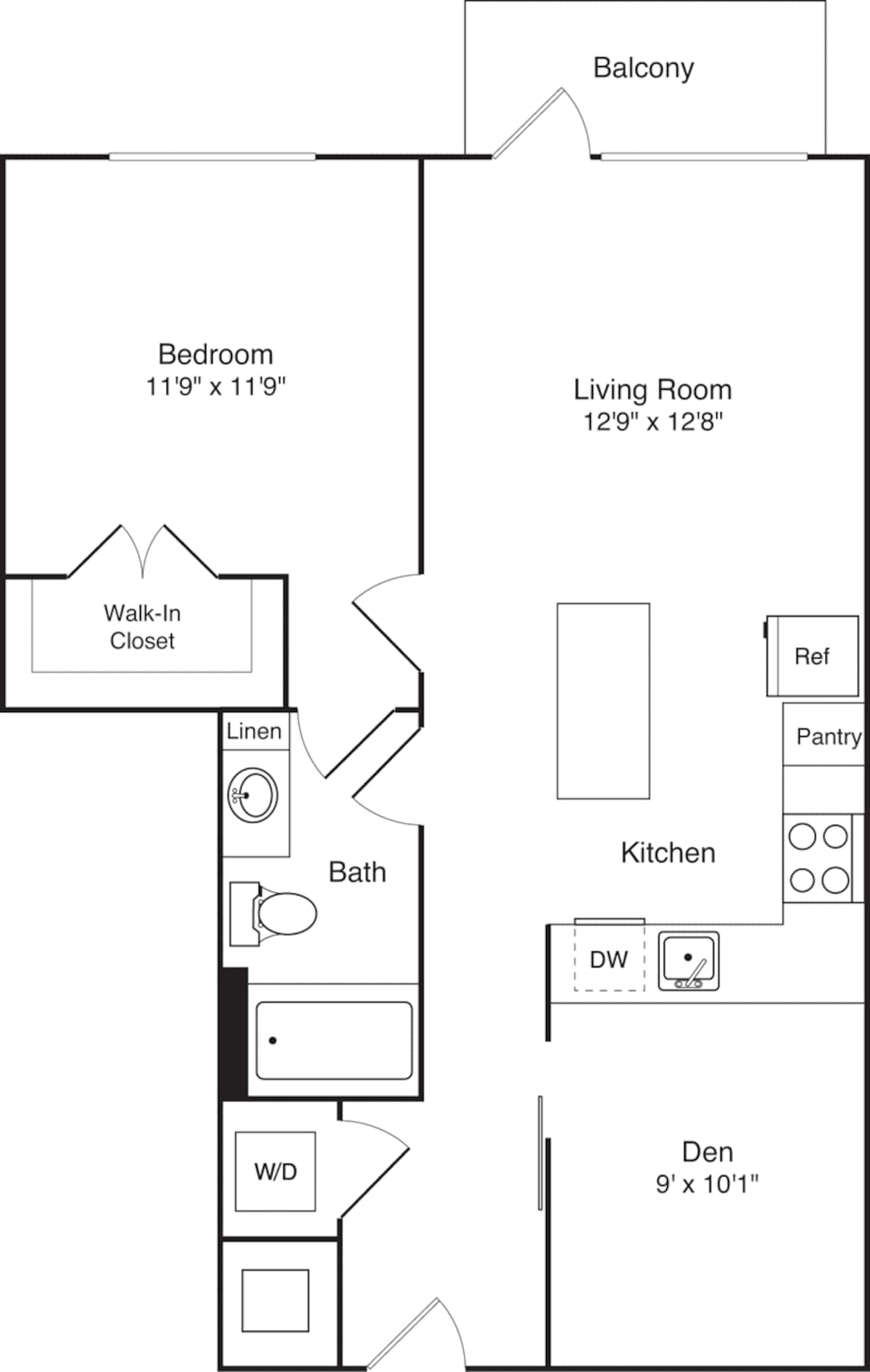 Floorplan diagram for A15, showing 1 bedroom