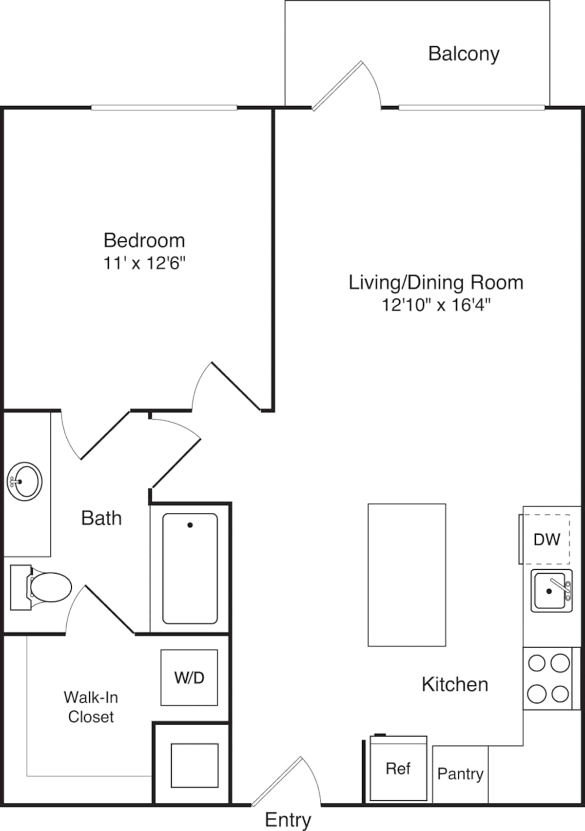 Floorplan diagram for A17, showing 1 bedroom