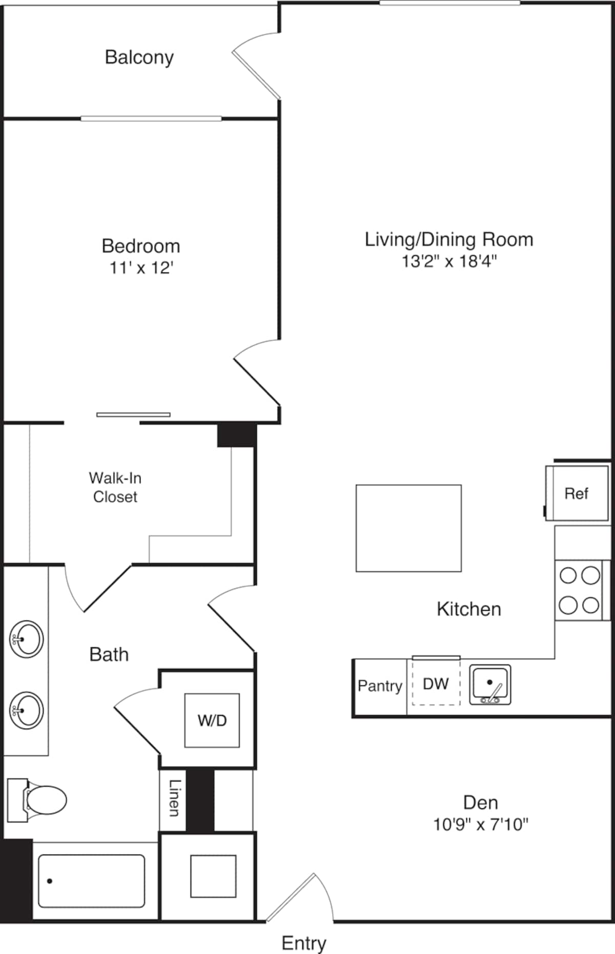 Floorplan diagram for A21, showing 1 bedroom