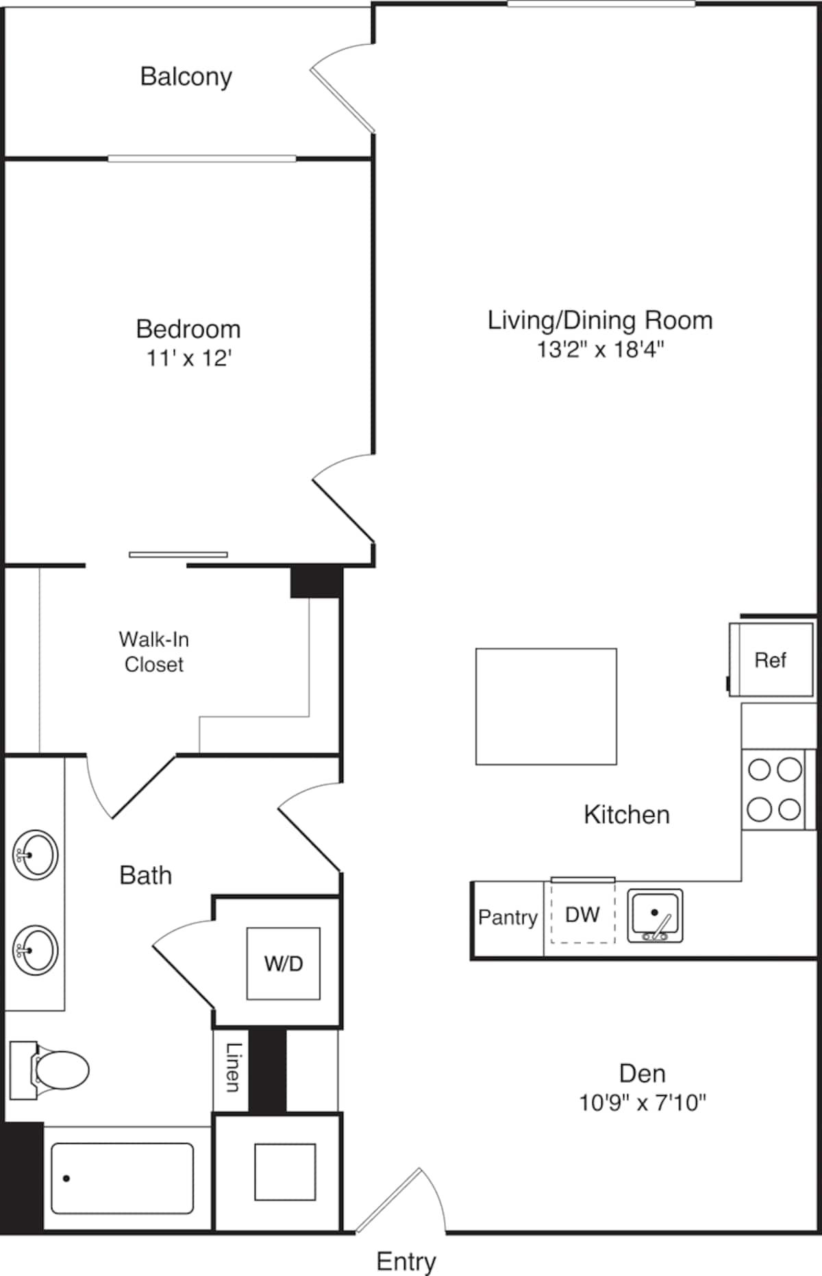 Floorplan diagram for A22, showing 1 bedroom