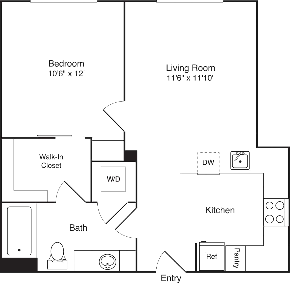 Floorplan diagram for A3, showing 1 bedroom