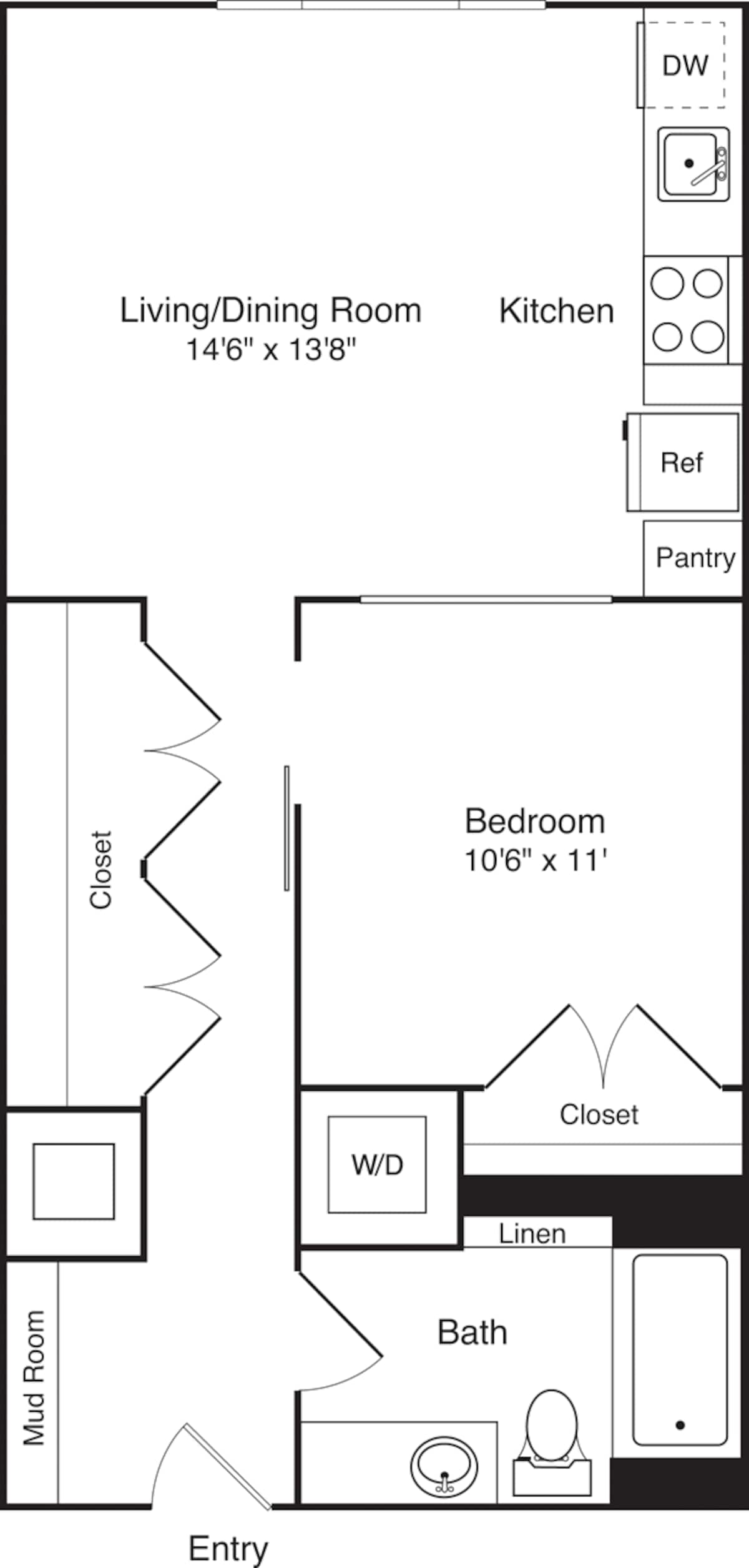 Floorplan diagram for A7, showing 1 bedroom