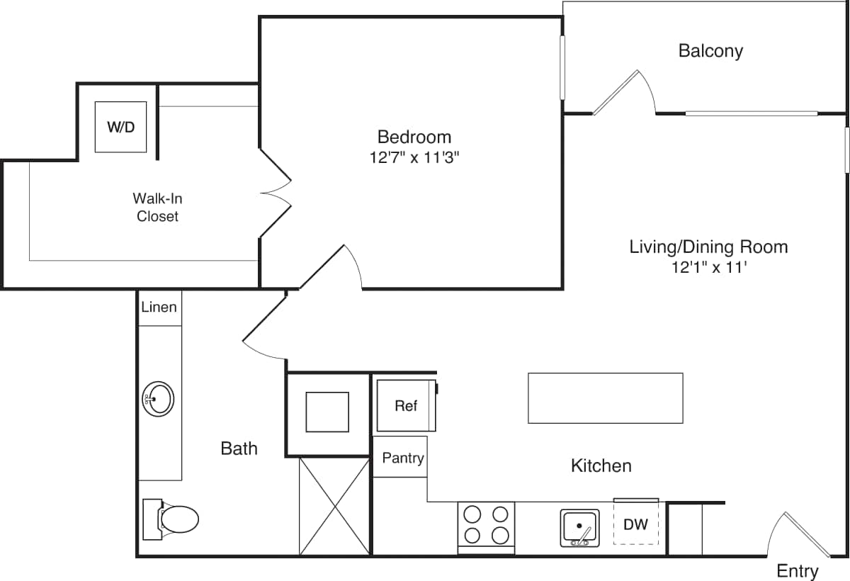 Floorplan diagram for A8, showing 1 bedroom