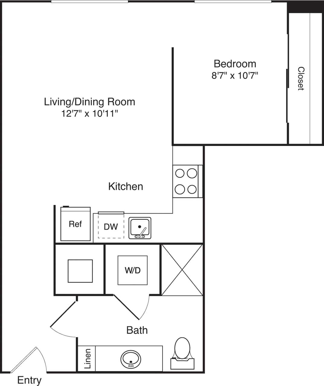 Floorplan diagram for S1, showing Studio