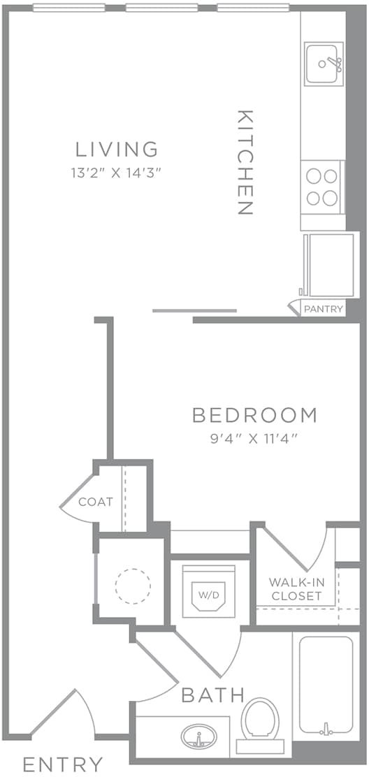 Floorplan diagram for A1, showing 1 bedroom