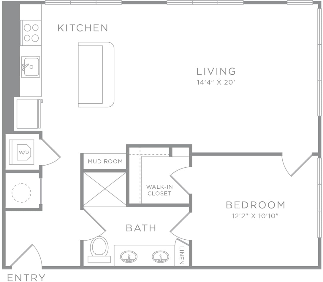Floorplan diagram for A10, showing 1 bedroom