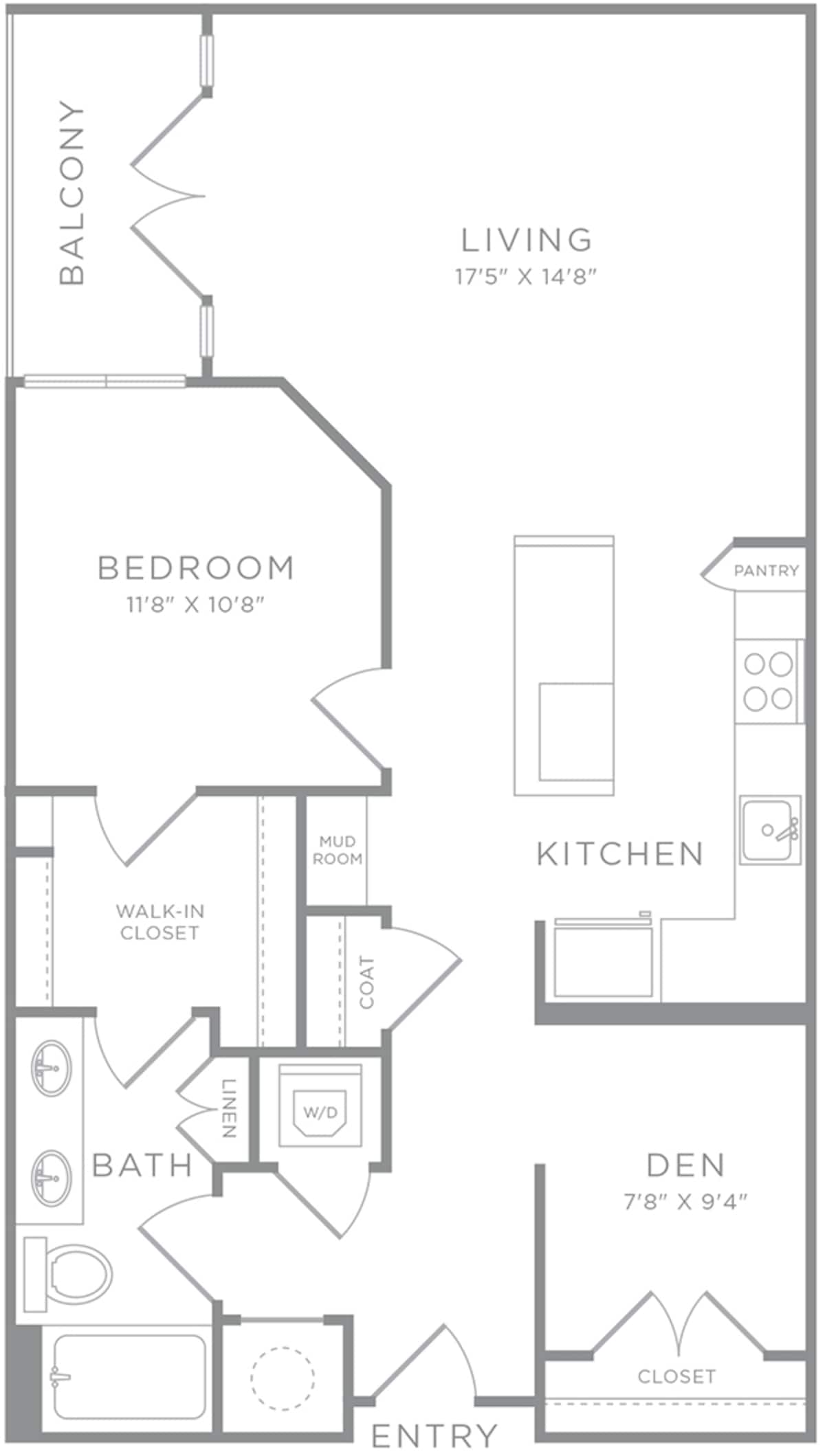 Floorplan diagram for A11, showing 1 bedroom