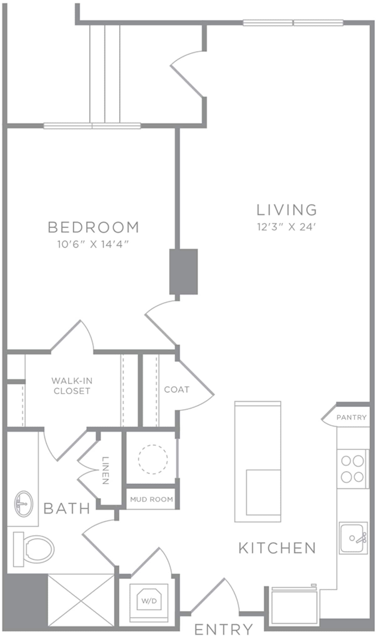 Floorplan diagram for A13, showing 1 bedroom
