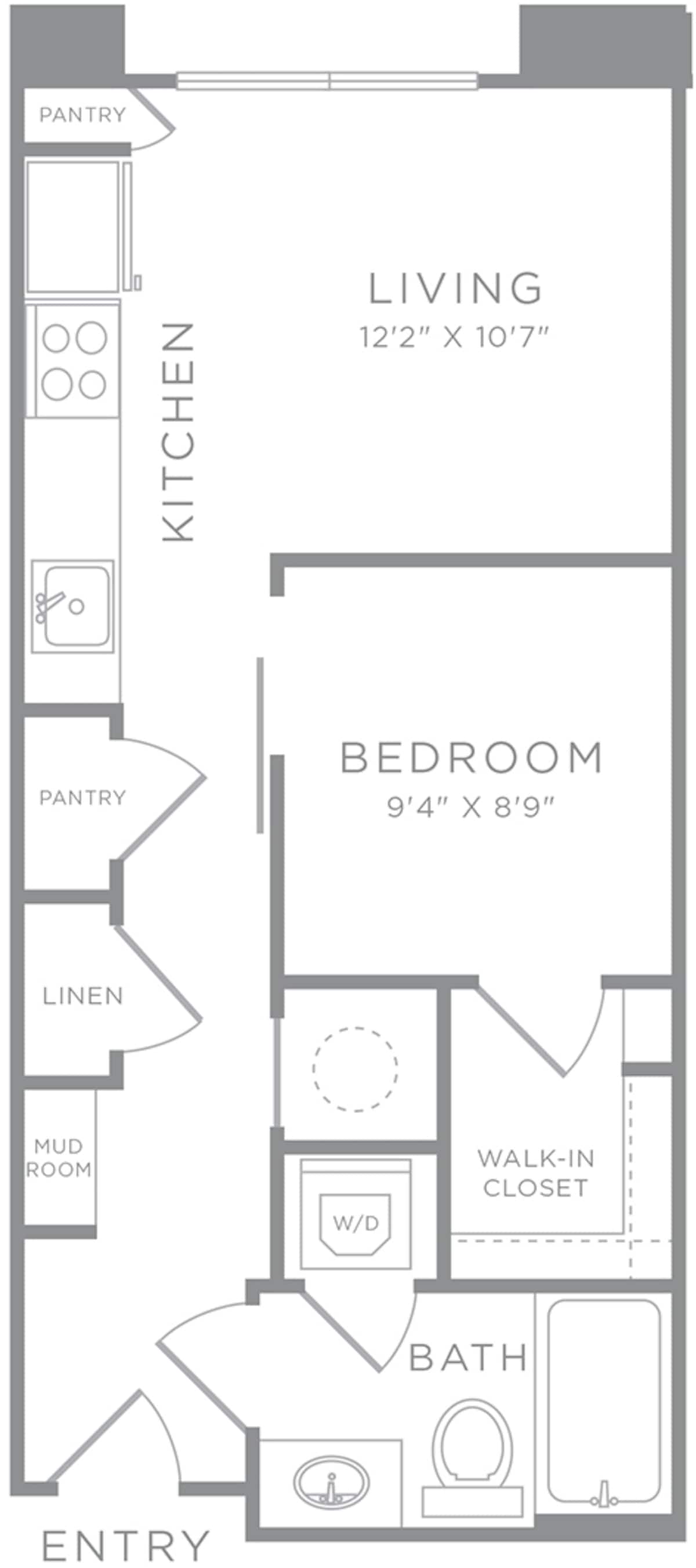Floorplan diagram for S1, showing 1 bedroom