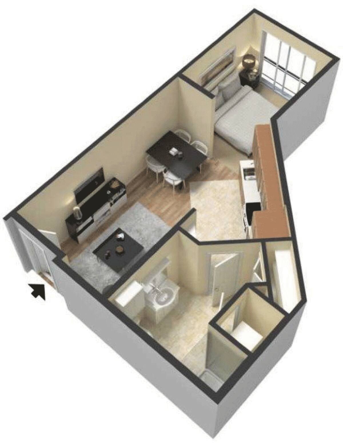 Floorplan diagram for A1, showing Studio