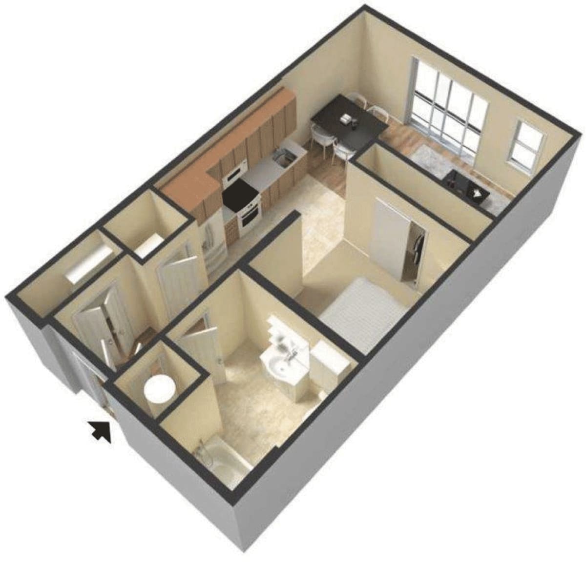 Floorplan diagram for A2, showing Studio