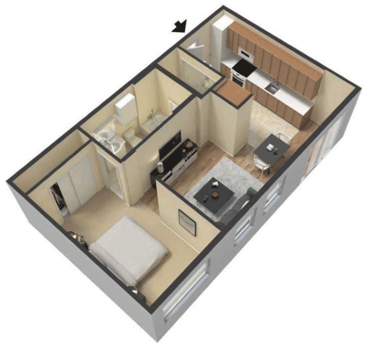 Floorplan diagram for A3, showing 1 bedroom