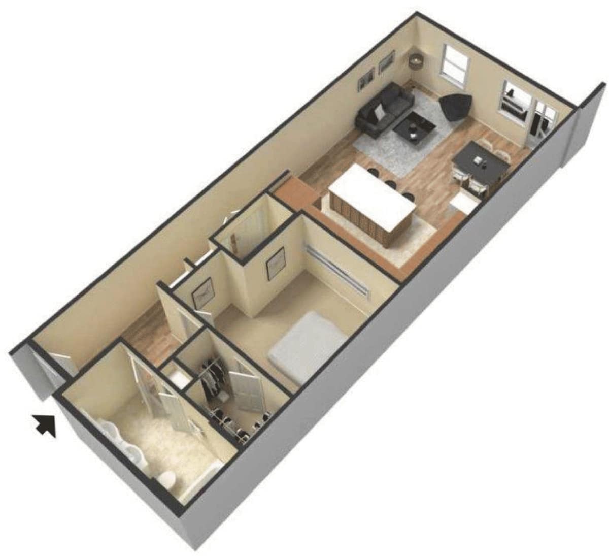 Floorplan diagram for A9, showing 1 bedroom