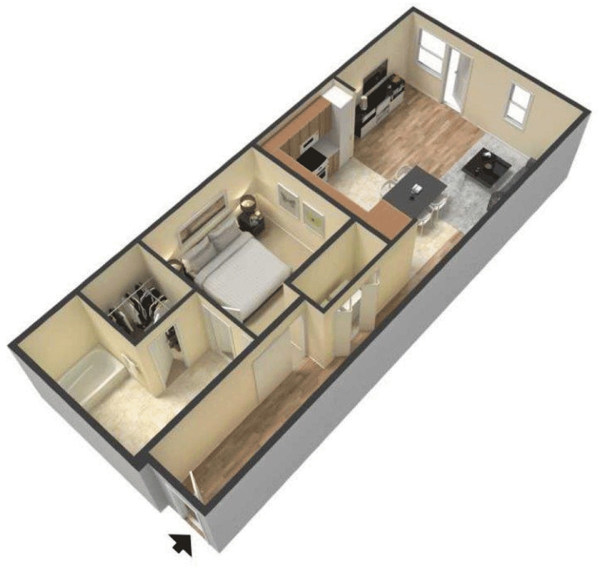 Floorplan diagram for A10, showing 1 bedroom