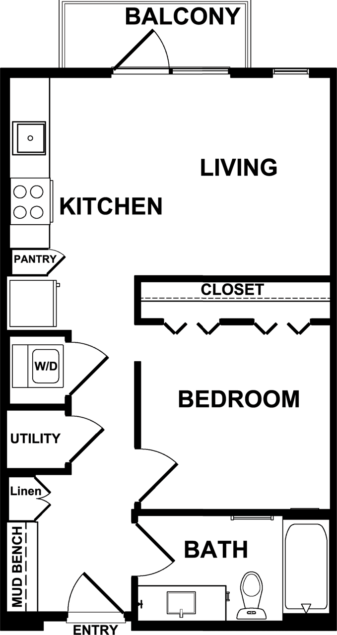 Floorplan diagram for A3, showing 1 bedroom