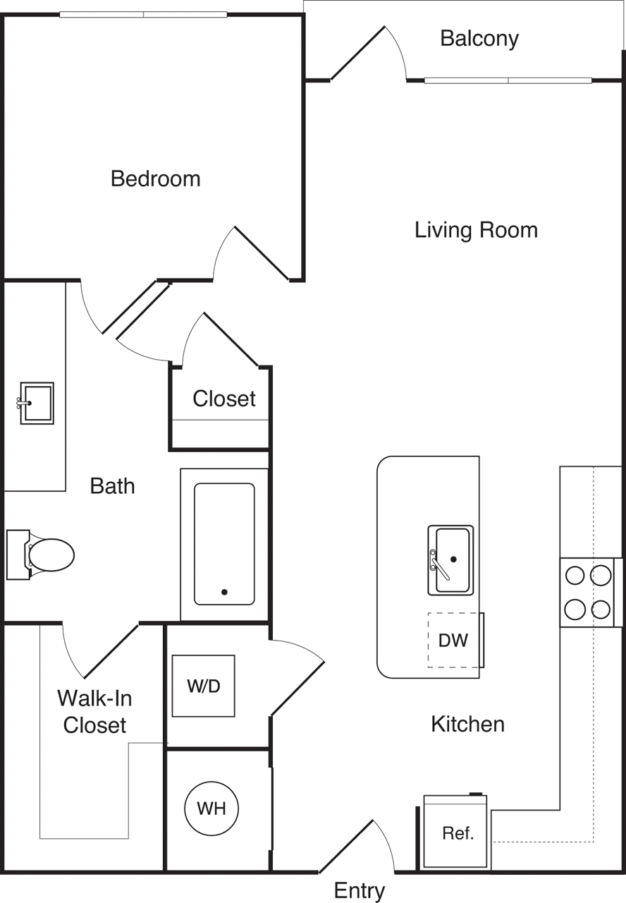 Diagrama del plano para A1.2, que muestra 1 recámara