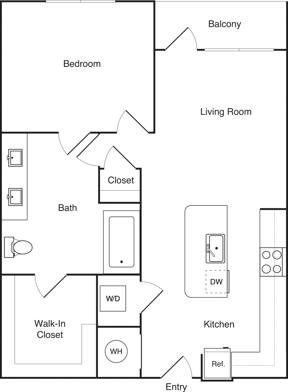 Diagrama del plano para A1.3, que muestra 1 recámara