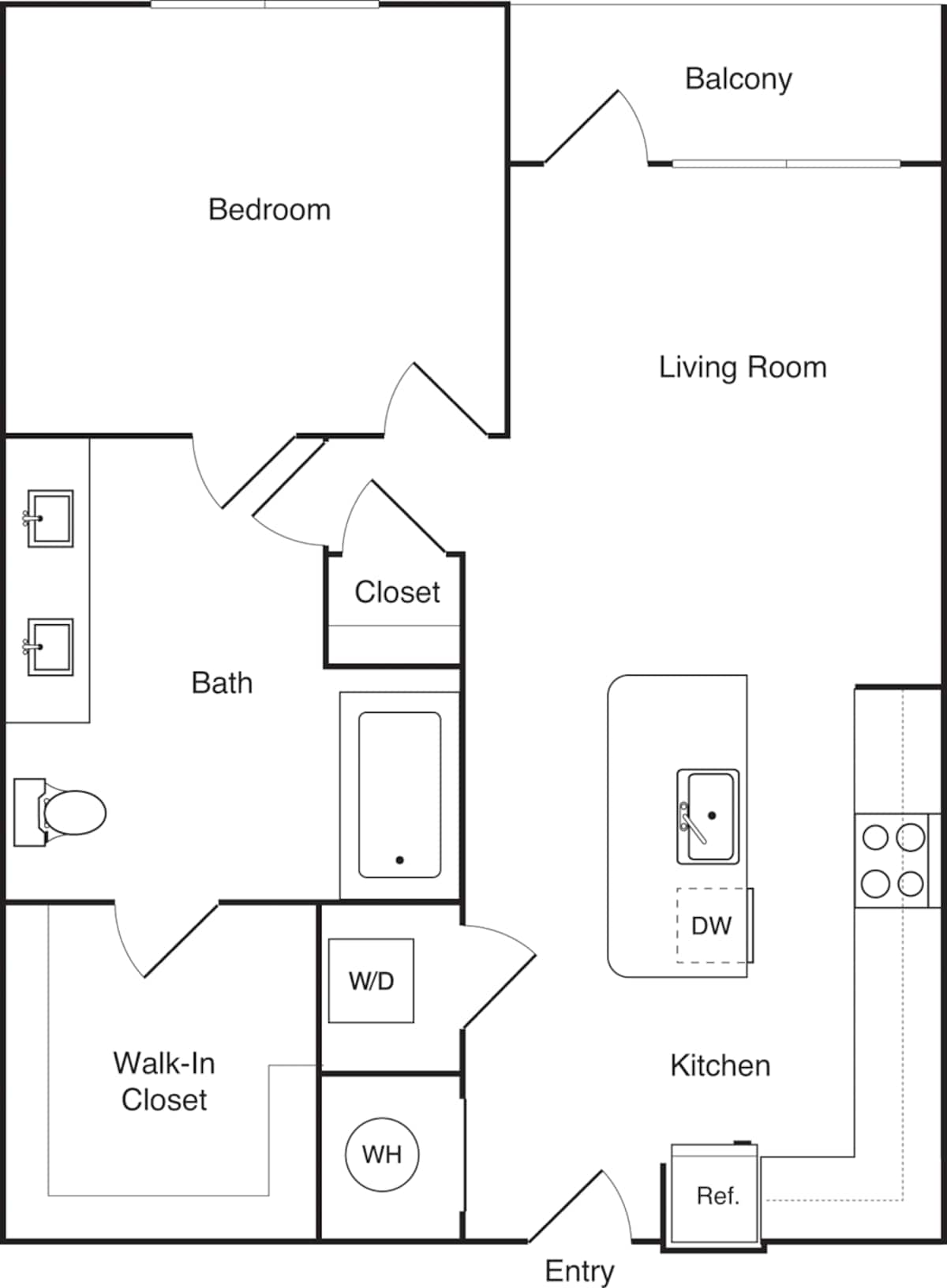 Floorplan diagram for A1.3, showing 1 bedroom