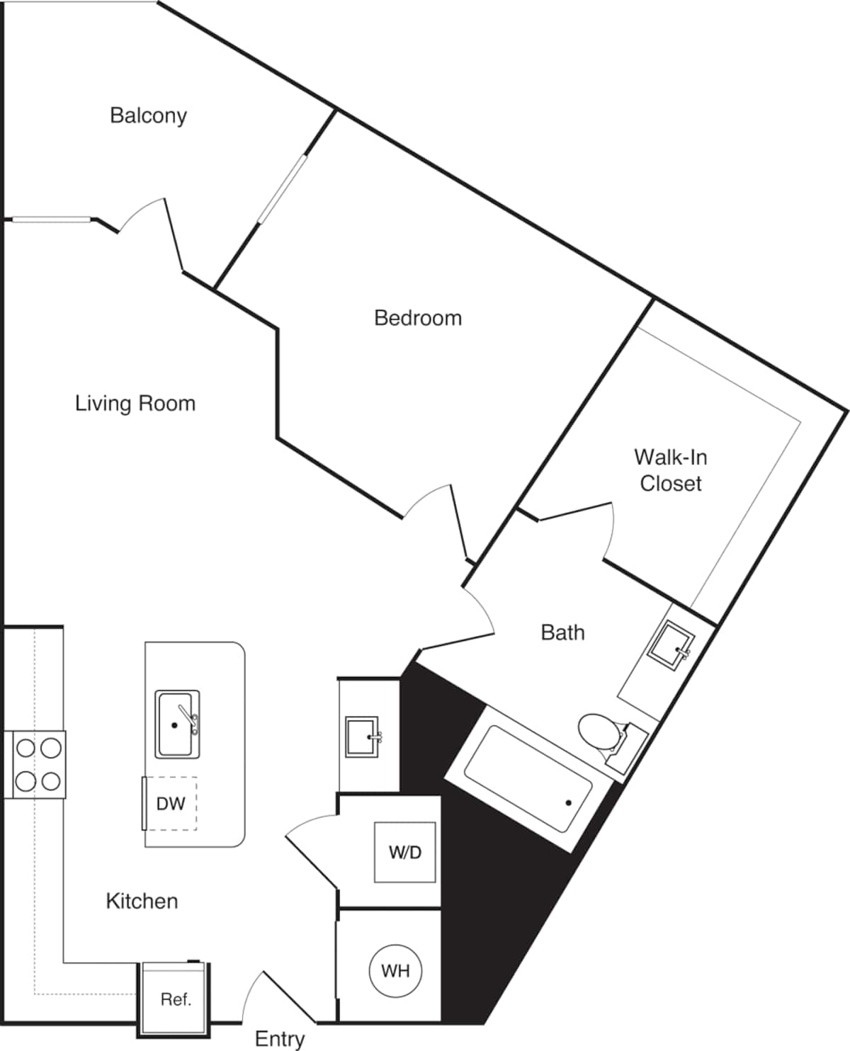 Floorplan diagram for A3, showing 1 bedroom