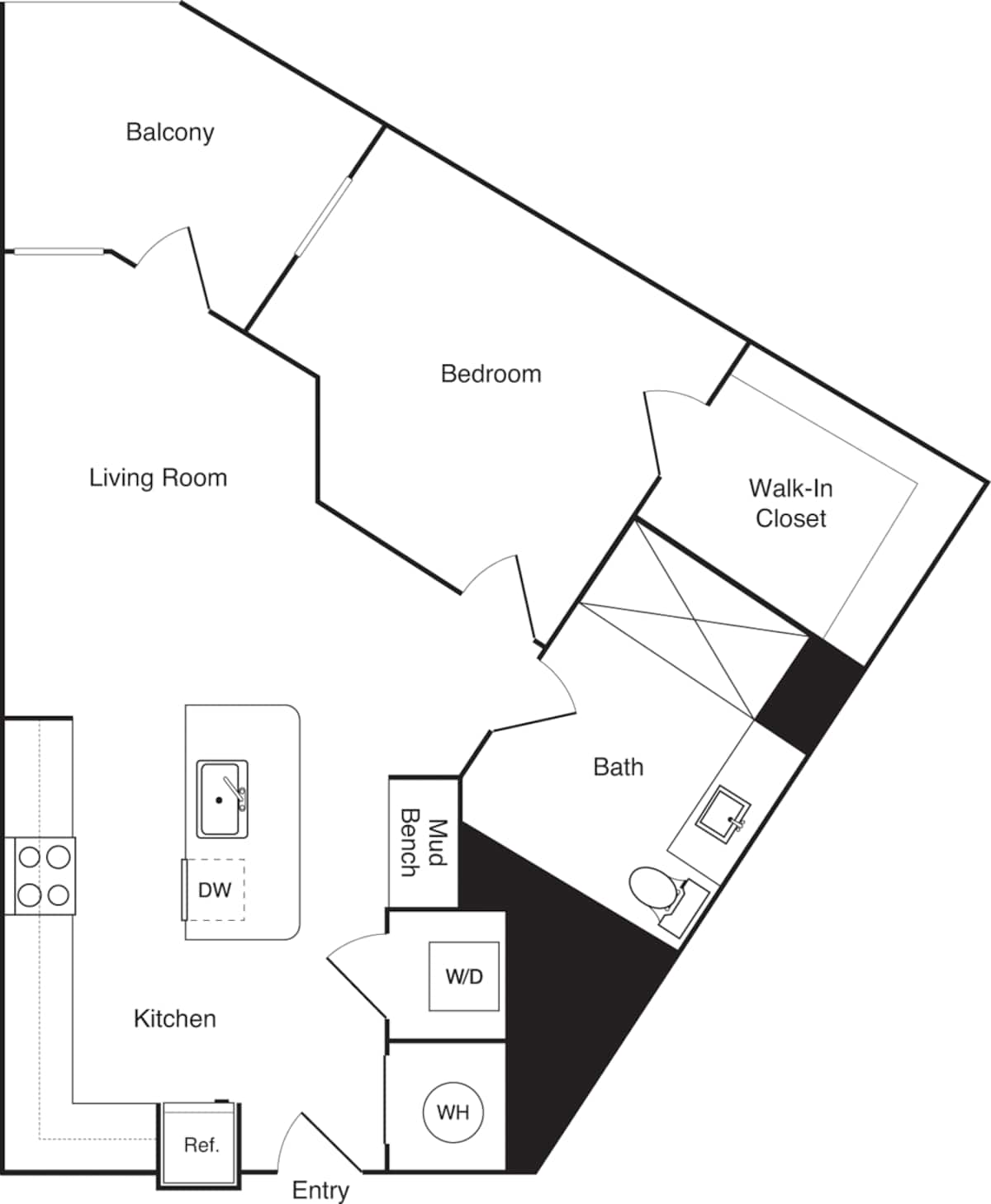 Floorplan diagram for A3A, showing 1 bedroom