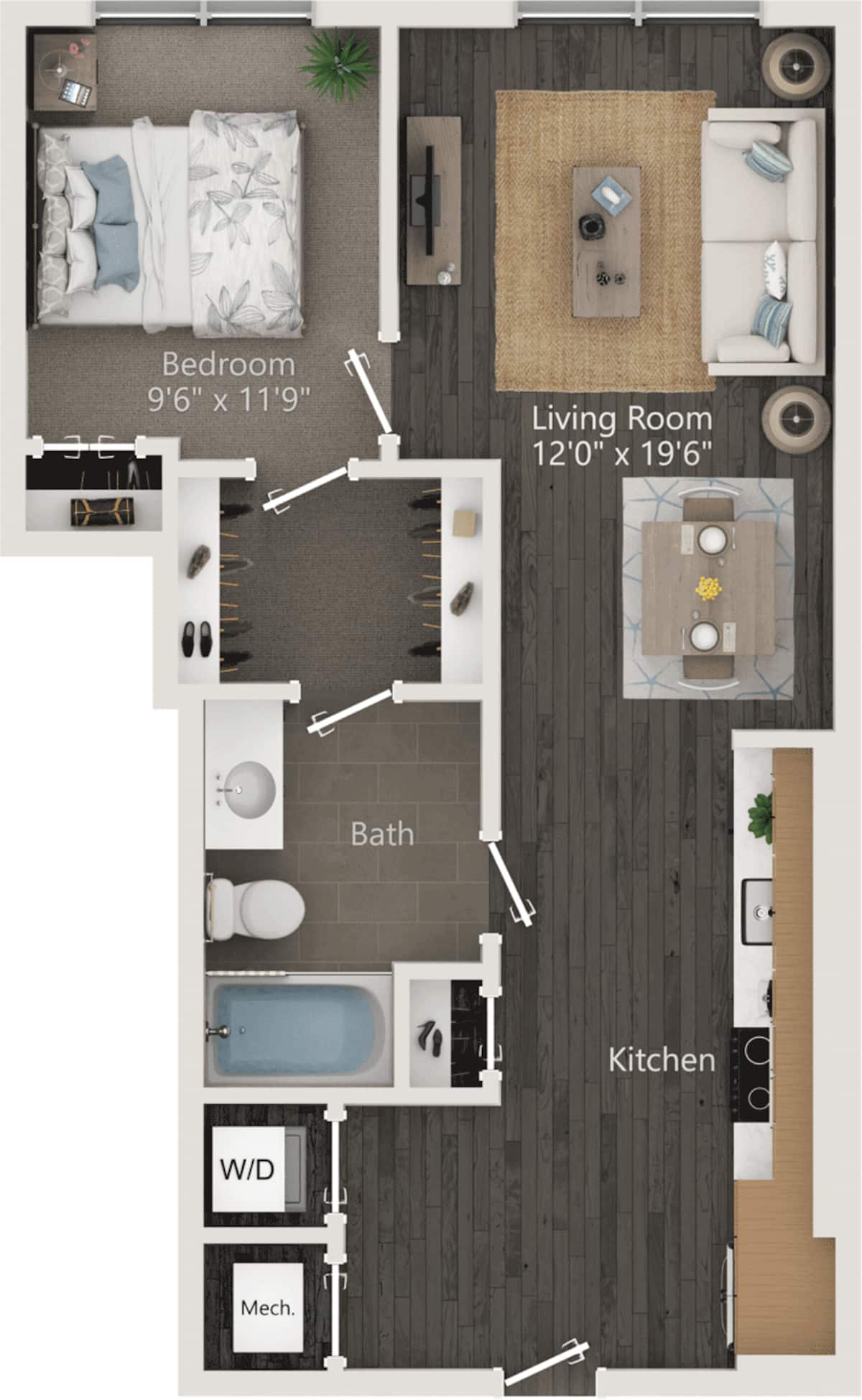 Floorplan diagram for A5, showing 1 bedroom