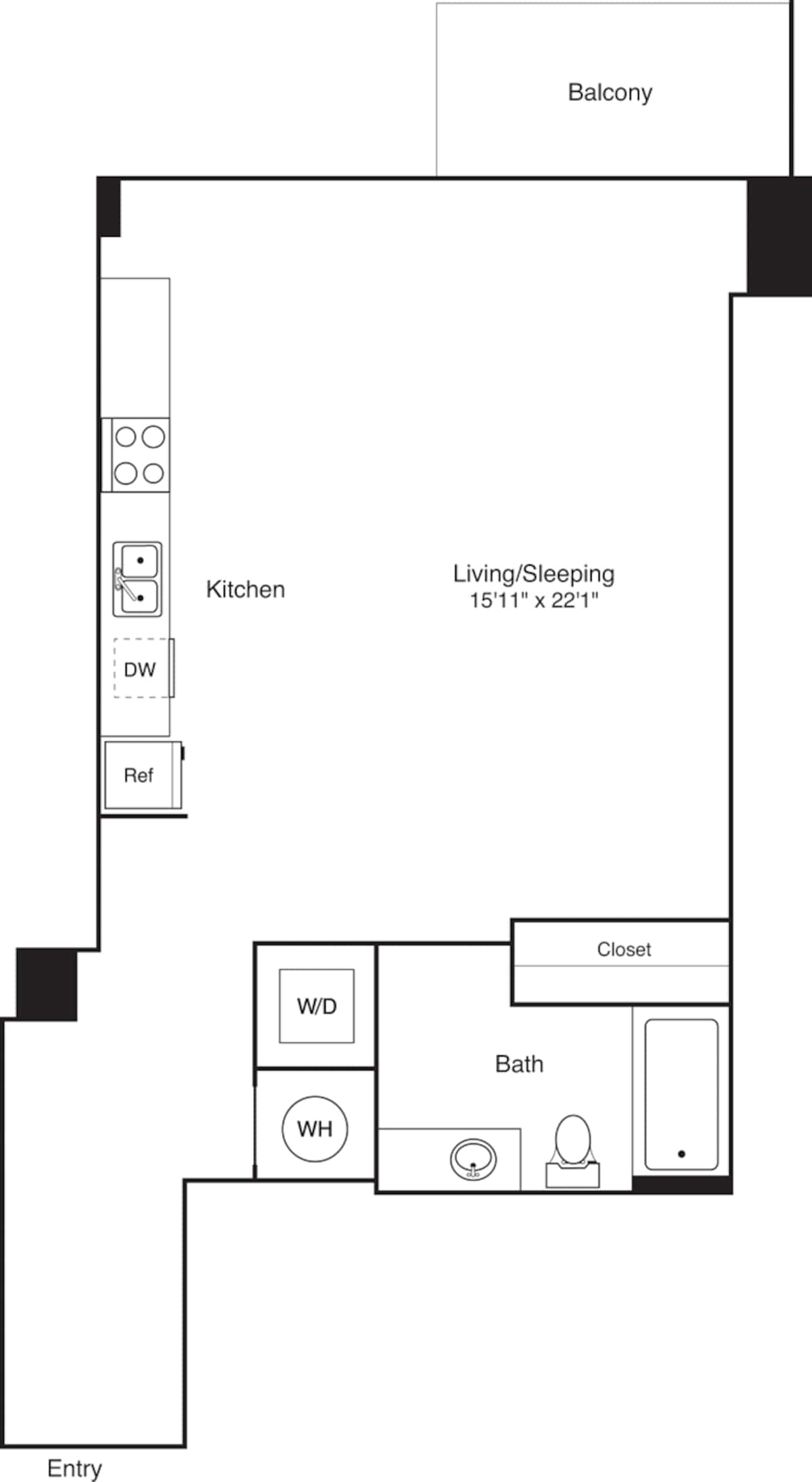 Floorplan diagram for S3 Renovated, showing Studio