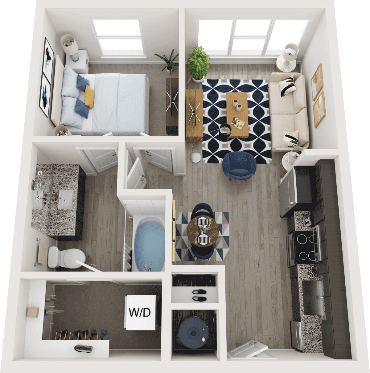 Floorplan diagram for A1, showing 1 bedroom