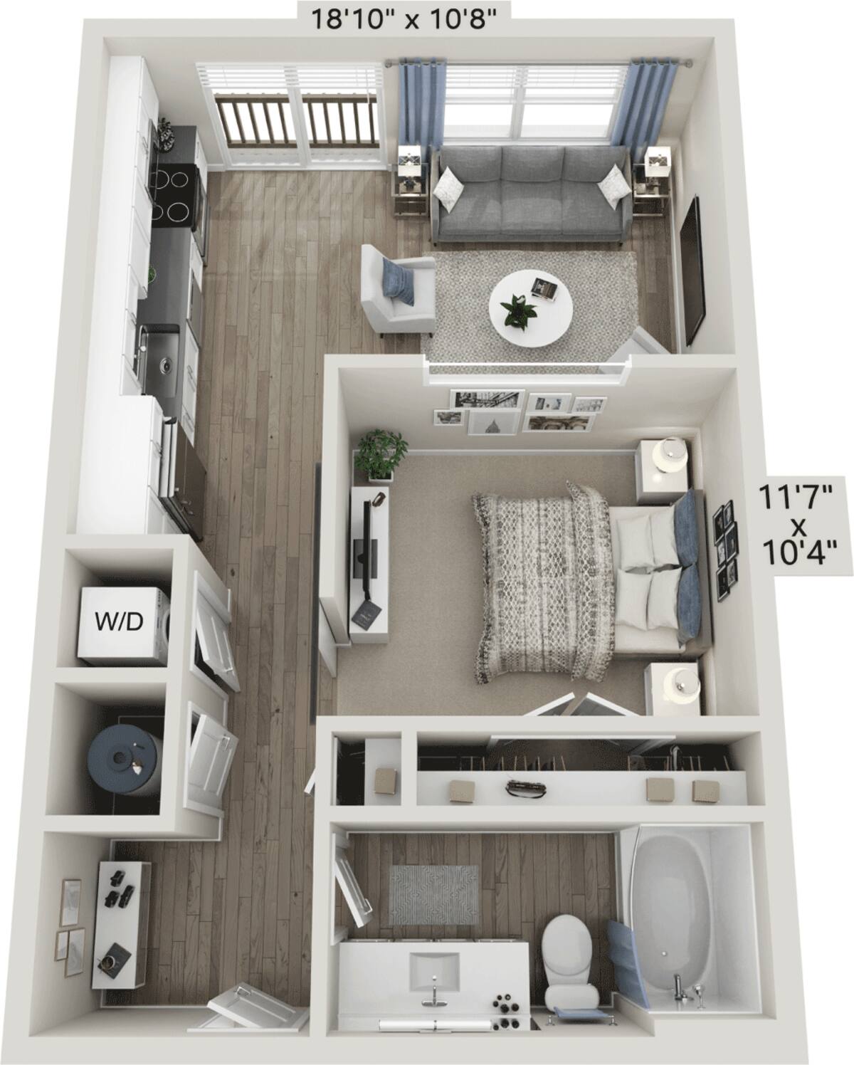Floorplan diagram for S1 Sky, showing 1 bedroom
