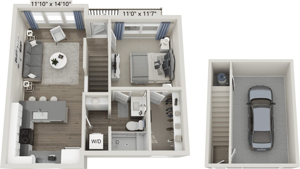 Floorplan diagram for Vista-Carriage Home TH, showing 1 bedroom